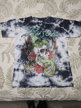 Poison Snake & Skull Tie-Dye Short Sleeve Tee - Black/White/Green/Red